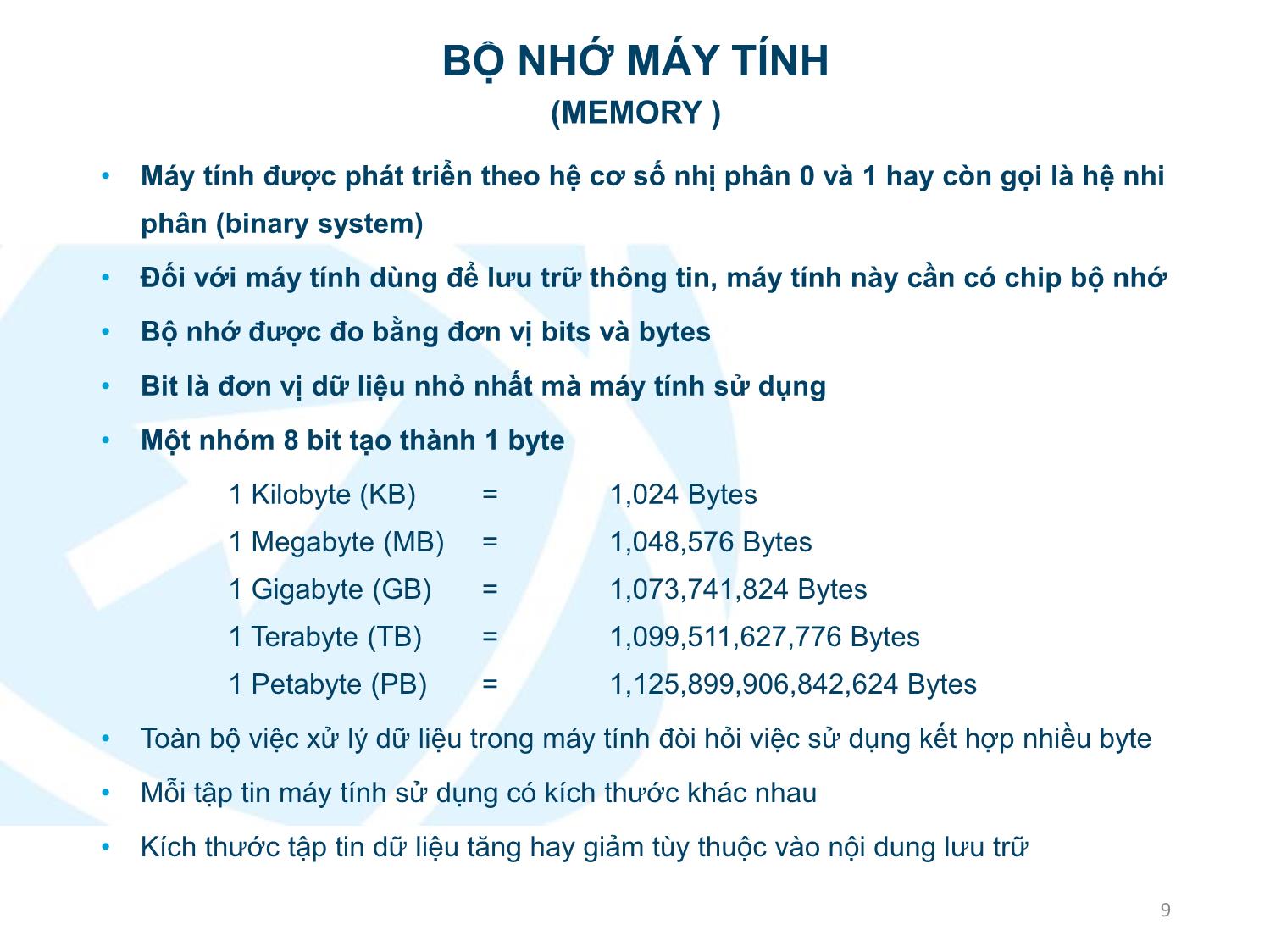 Bài giảng Ứng dụng công nghệ thông tin - Mô đun 1: Công nghệ thông tin căn bản - Lê Thanh Phúc trang 9