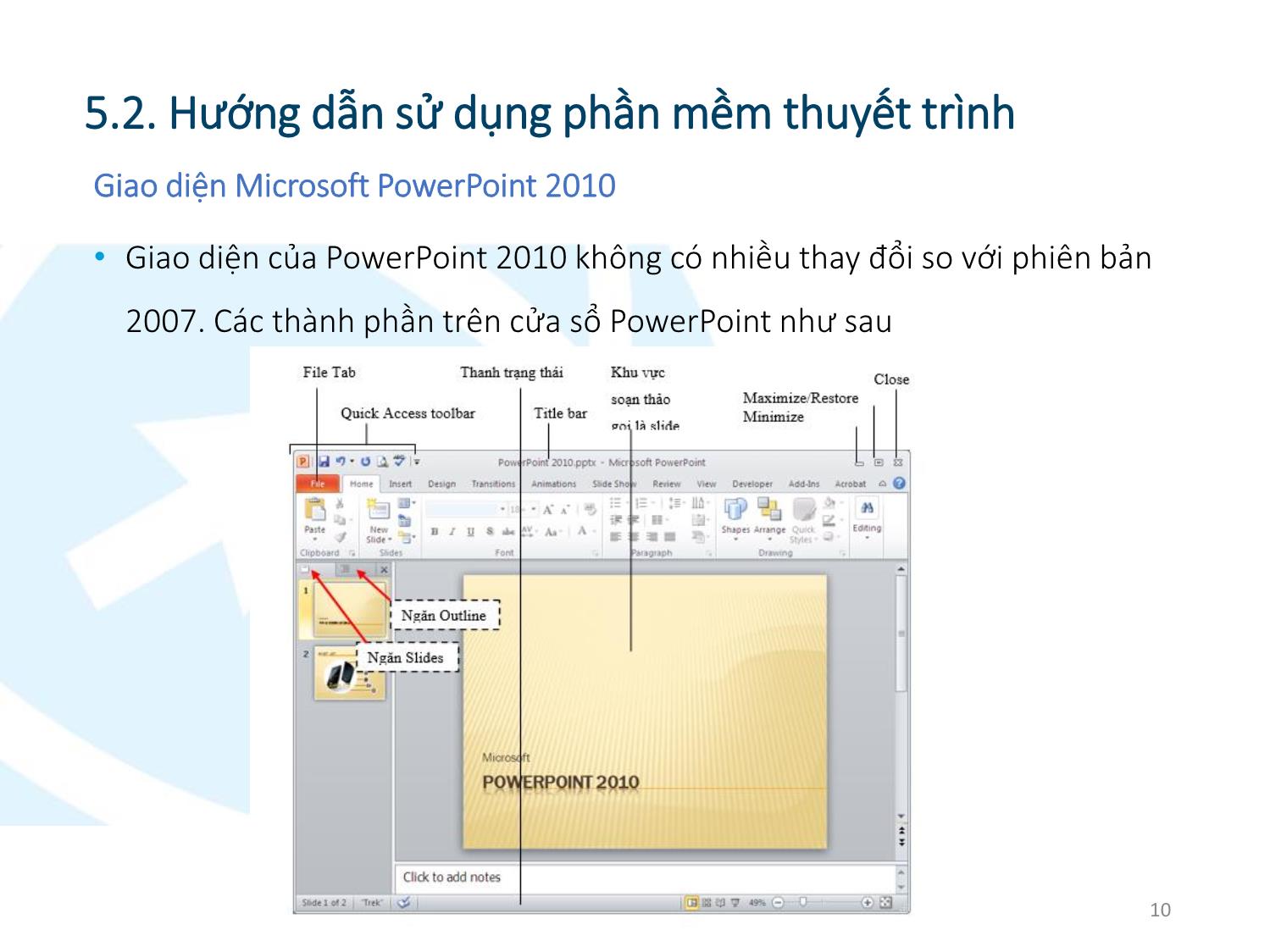 Bài giảng Ứng dụng công nghệ thông tin - Mô đun 5: Sử dụng trình chiếu cơ bản - Lê Thanh Phúc trang 10