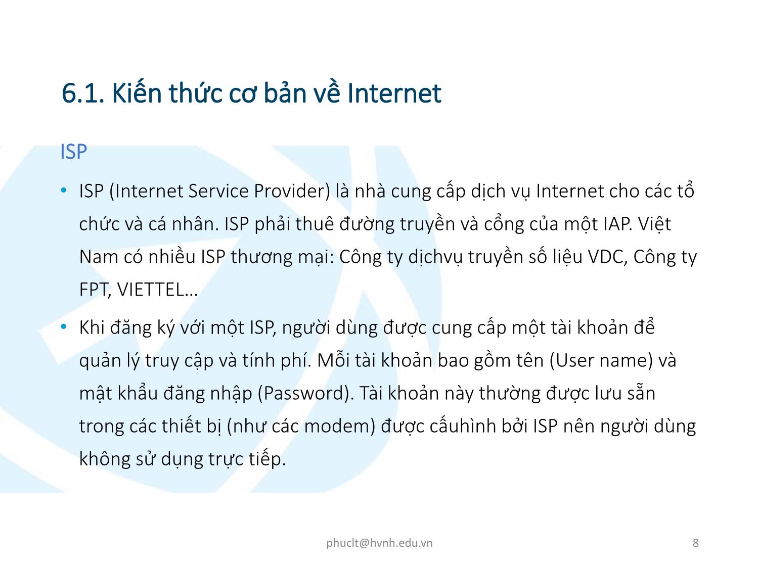 Bài giảng Ứng dụng công nghệ thông tin - Mô đun 6: Sử dụng Internet cơ bản - Lê Thanh Phúc trang 8