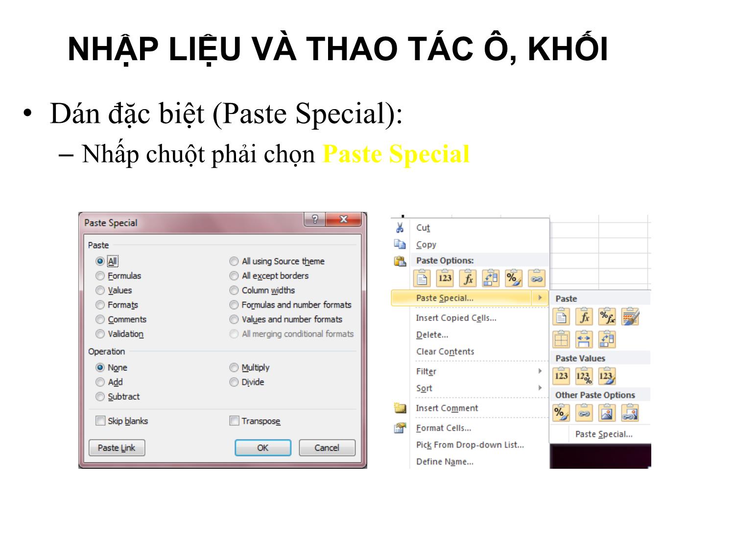 Bài giảng Tin học văn phòng - Bài 8: Thao tác với bảng tính trên Excel - Nguyễn Thị Phương Thảo trang 10