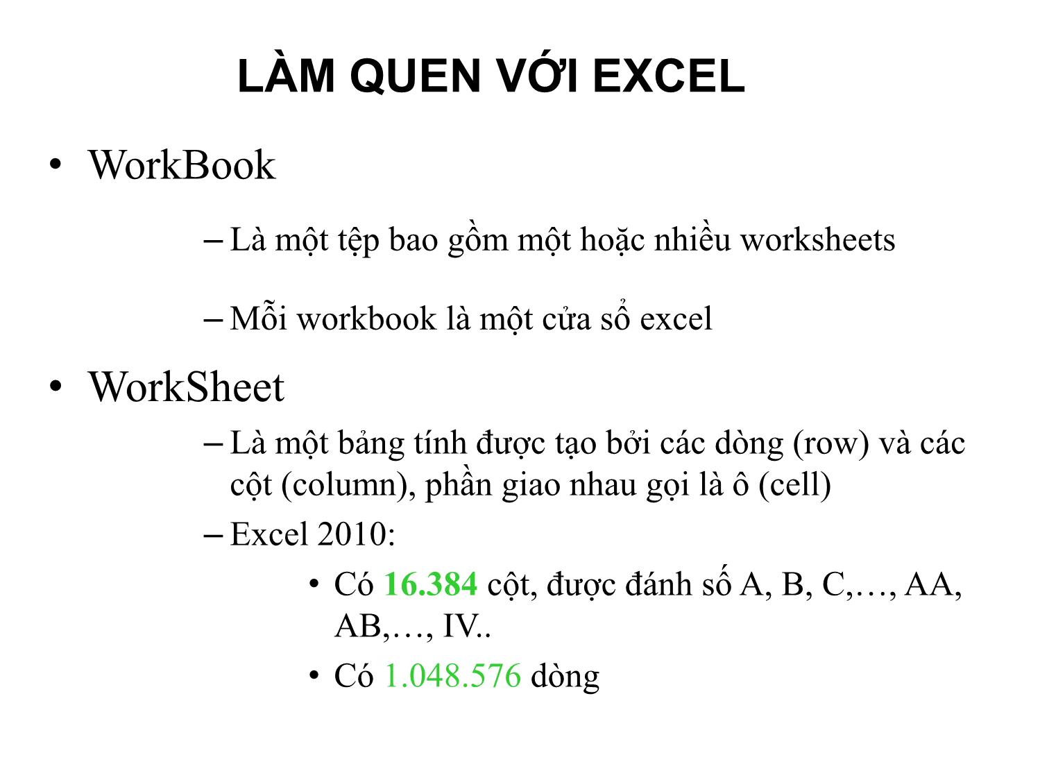 Bài giảng Tin học văn phòng - Bài 8: Thao tác với bảng tính trên Excel - Nguyễn Thị Phương Thảo trang 7
