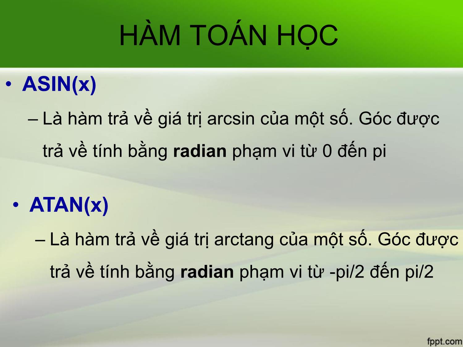 Bài giảng Tin học văn phòng - Bài 9+10: Các hàm trong Excel - Nguyễn Thị Phương Thảo trang 10