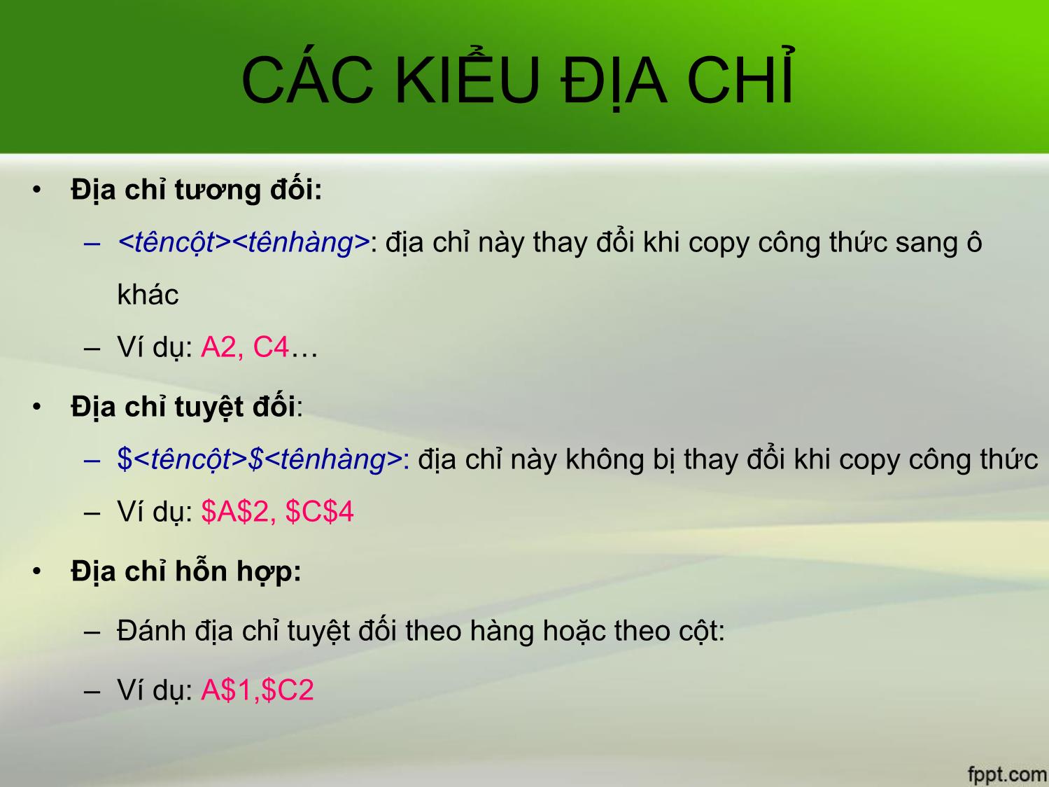 Bài giảng Tin học văn phòng - Bài 9+10: Các hàm trong Excel - Nguyễn Thị Phương Thảo trang 3