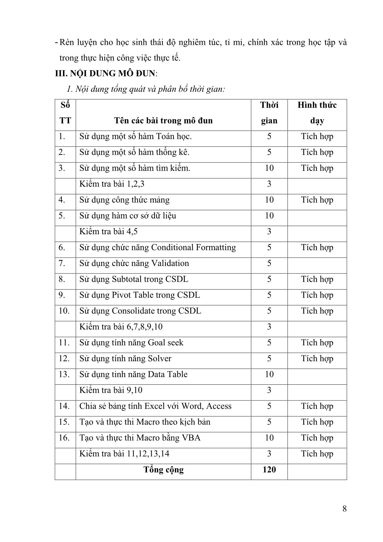 Giáo trình mô đun Bảng tính Excel nâng cao trang 9