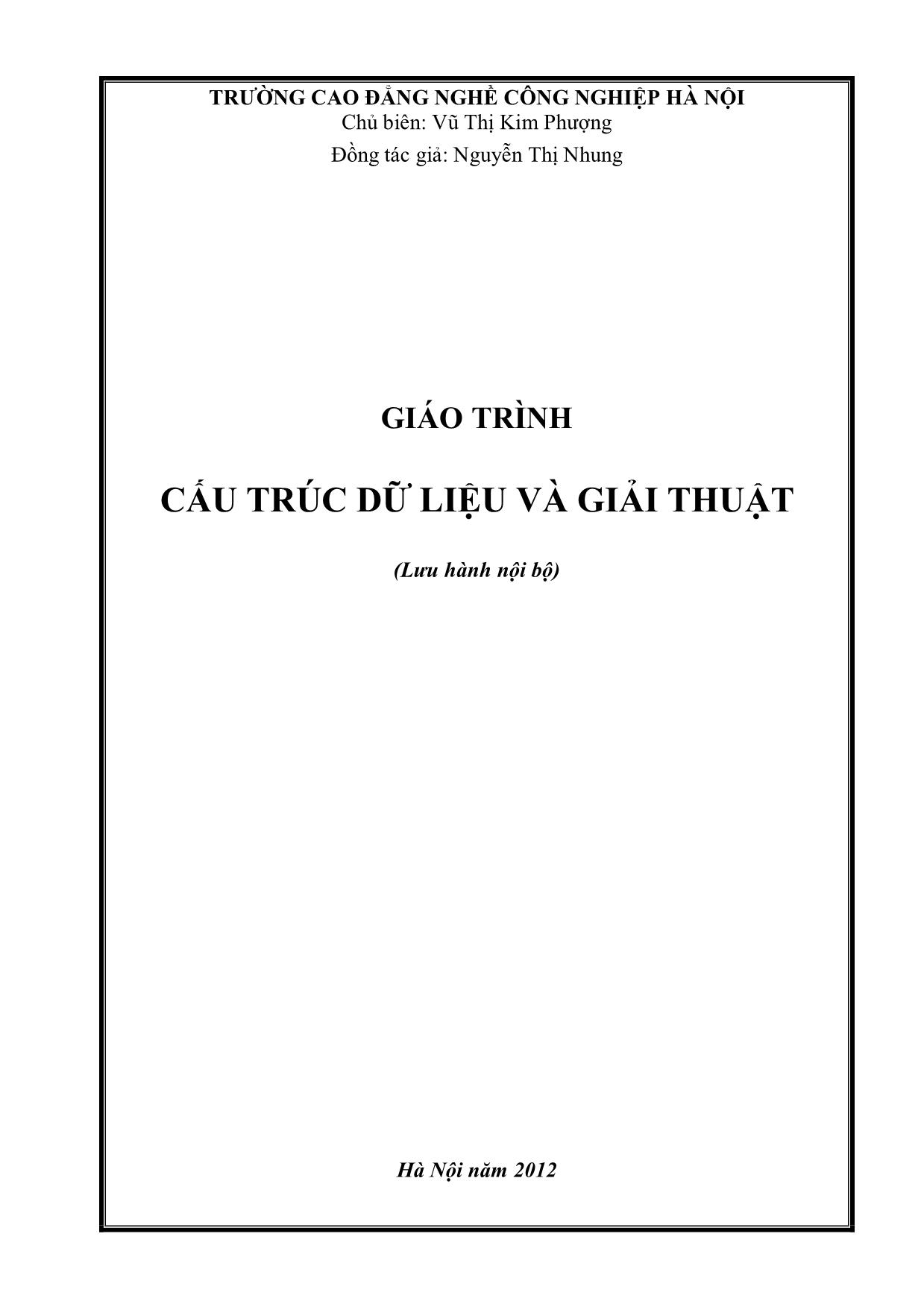 Giáo trình Cấu trúc dữ liệu và giải thuật (Mới nhất) trang 1