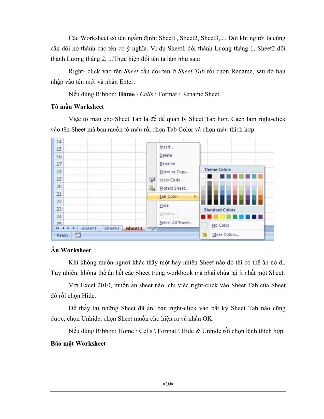 Giáo trình Excel căn bản trang 10