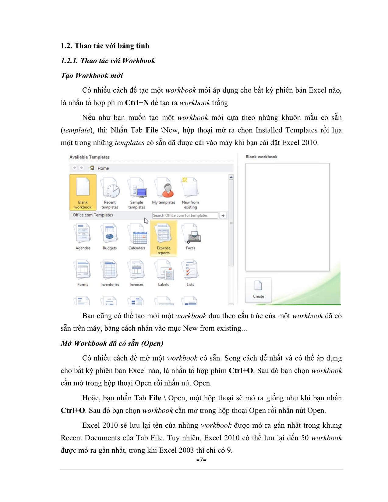 Giáo trình Excel căn bản trang 7