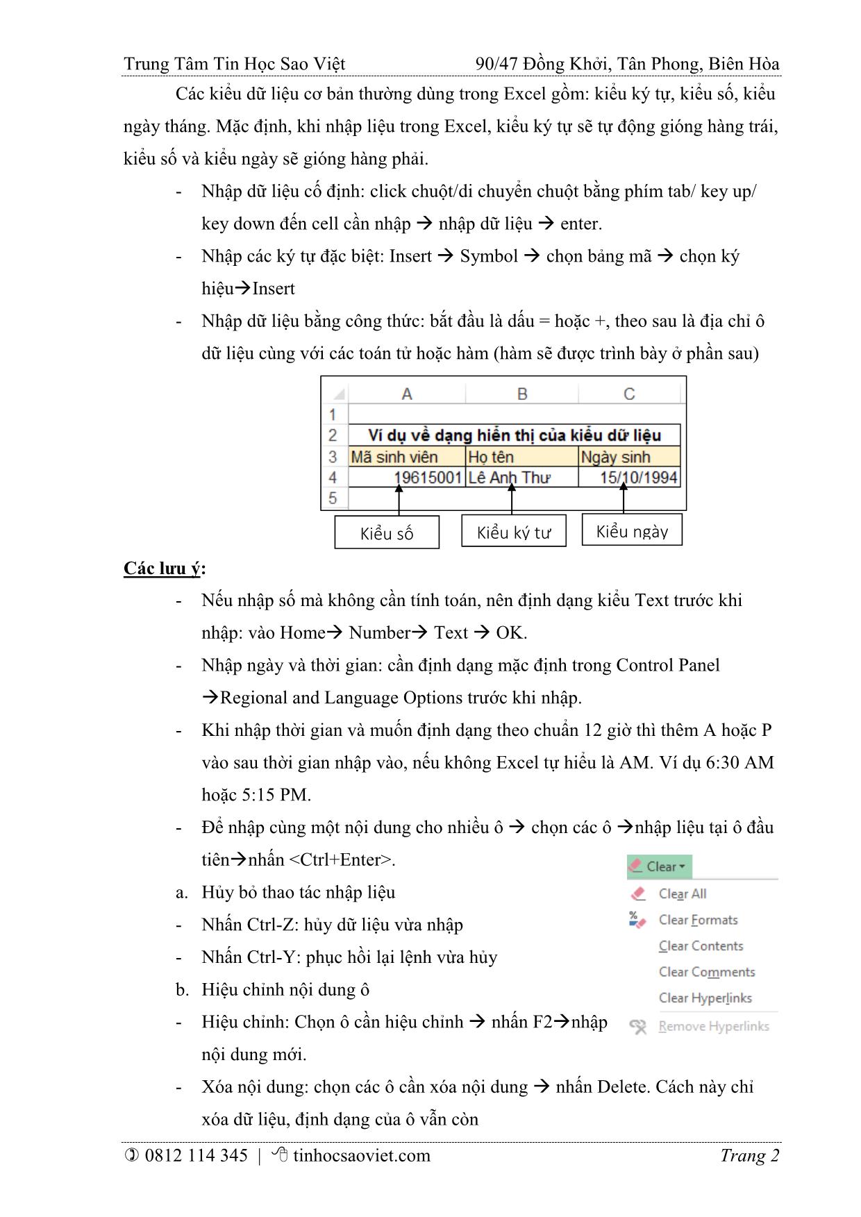 Giáo trình Chuyên đề Bảng tính Excel trang 4