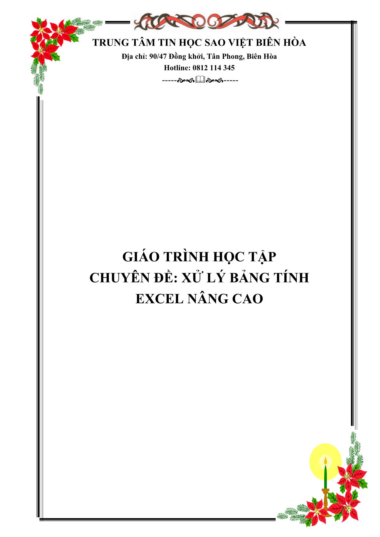 Giáo trình Chuyên đề Xử lý bảng tính Excel nâng cao trang 1