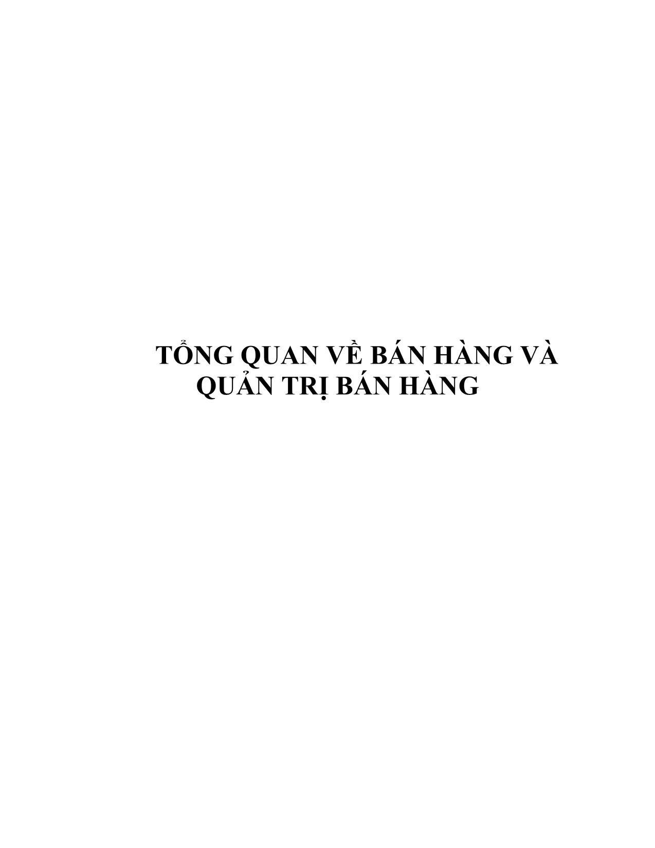 Giáo trình Tổng quan về bán hàng và quản trị bán hàng trang 1