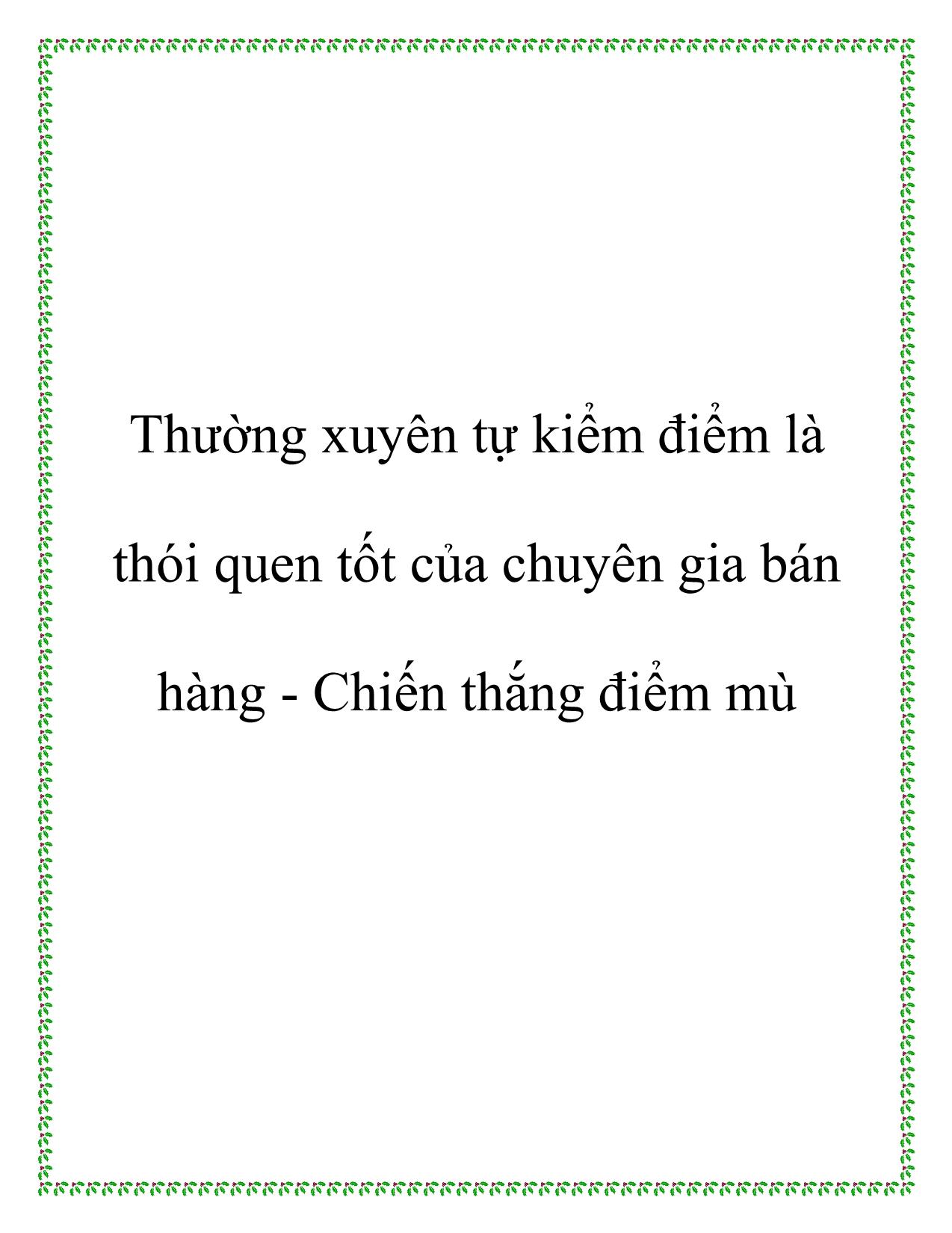 Tài liệu Thường xuyên tự kiểm điểm là thói quen tốt của chuyên gia bán hàng - Chiến thắng điểm mù trang 1