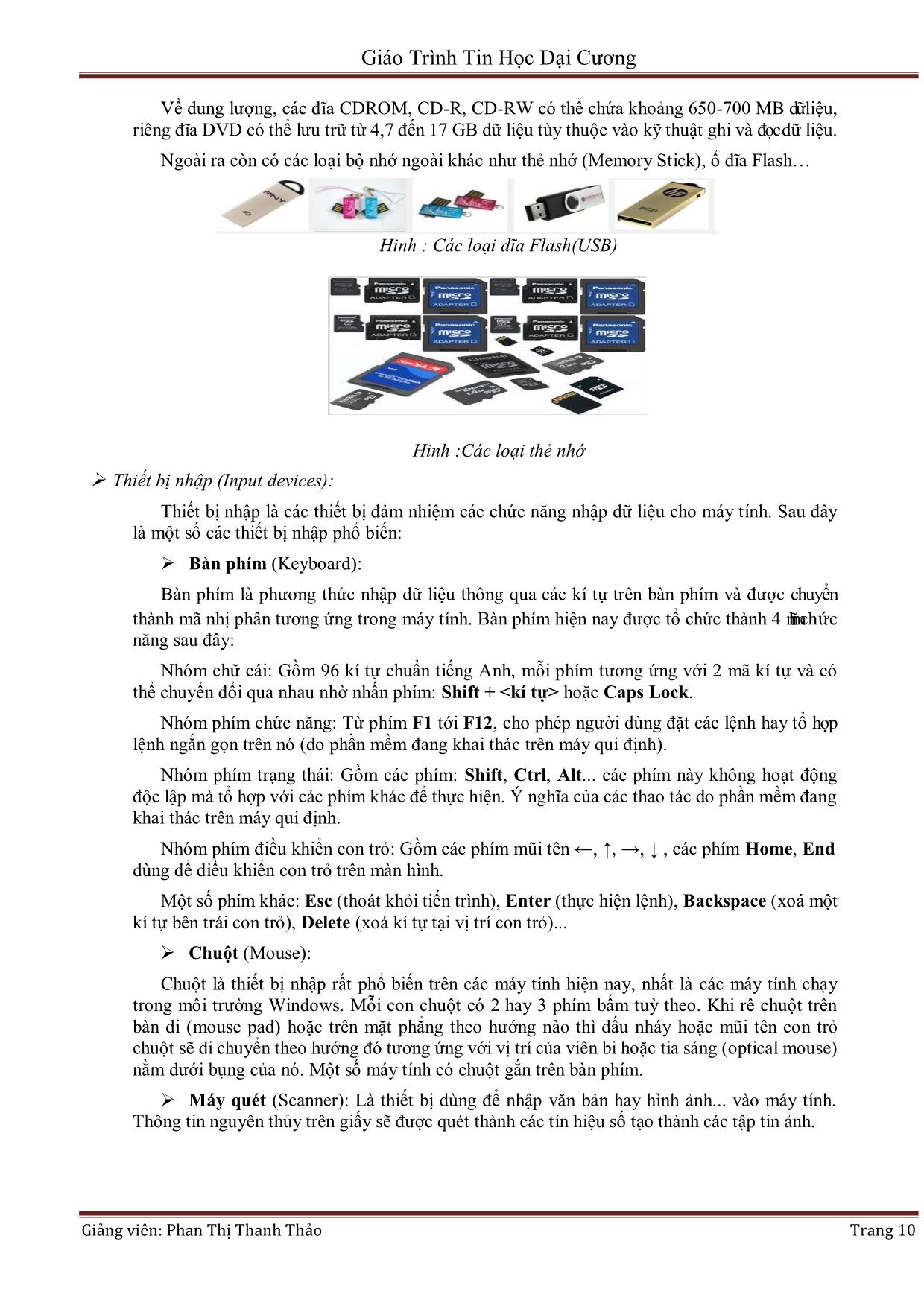 Giáo trình Tin học đại cương (Phần 1) - Phan Thị Thanh Thảo trang 10
