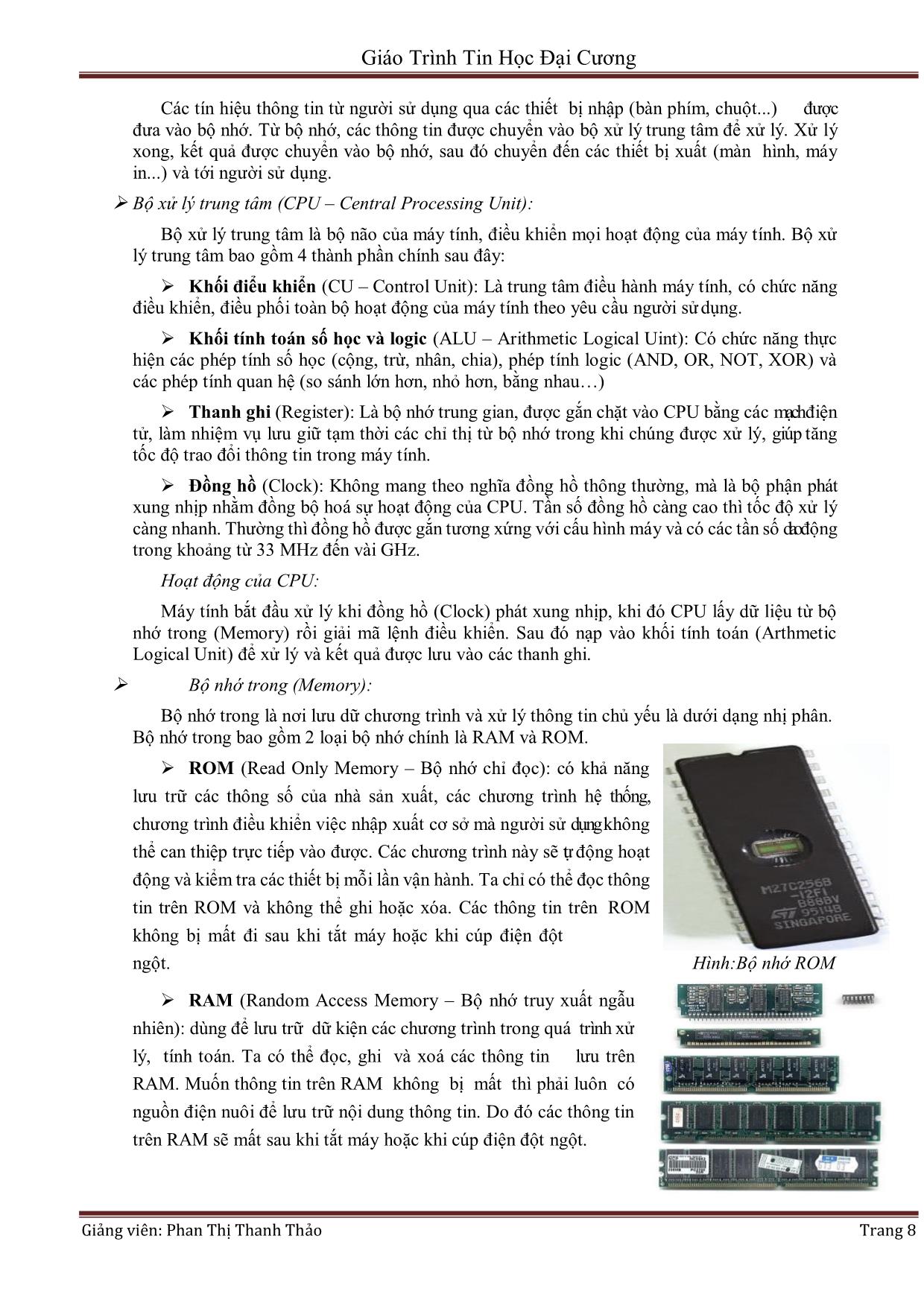 Giáo trình Tin học đại cương (Phần 1) - Phan Thị Thanh Thảo trang 8