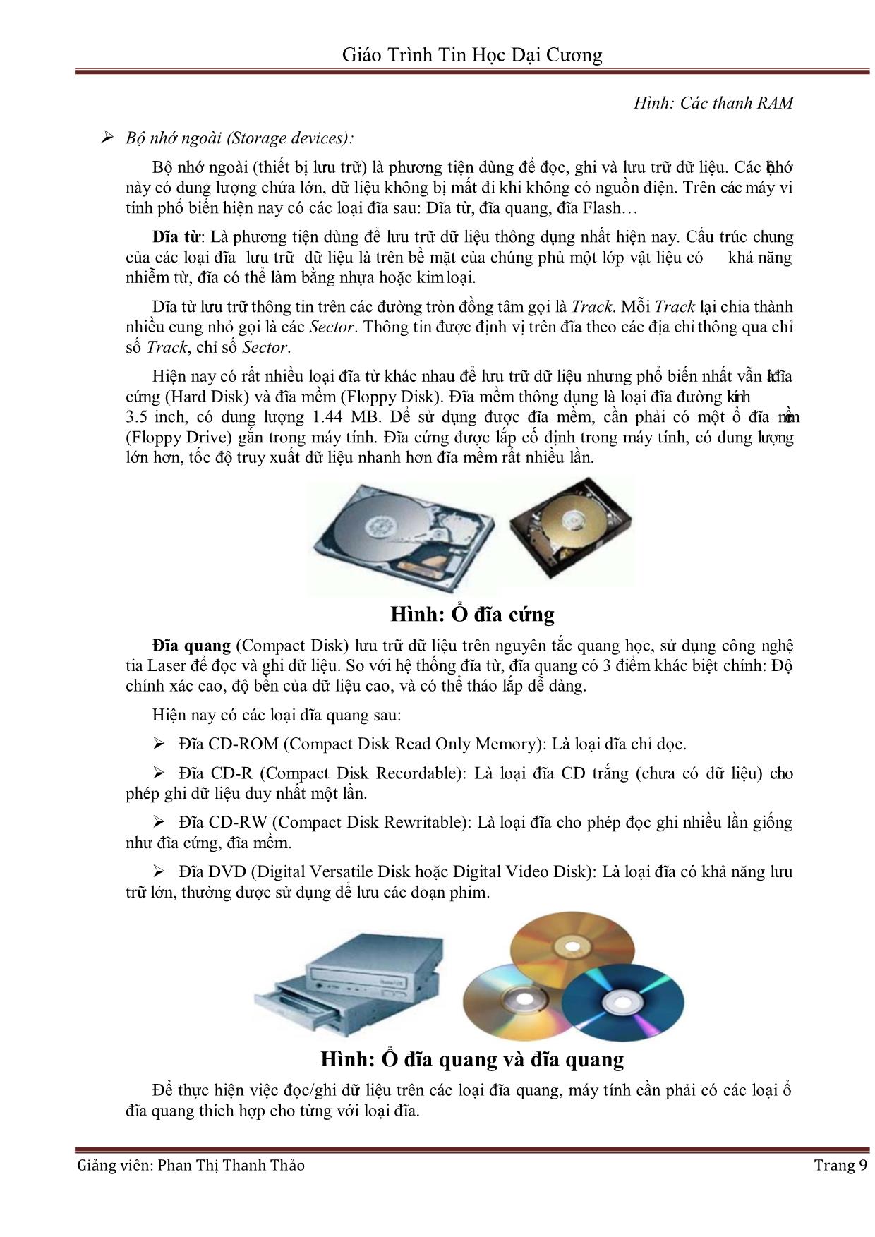 Giáo trình Tin học đại cương (Phần 1) - Phan Thị Thanh Thảo trang 9