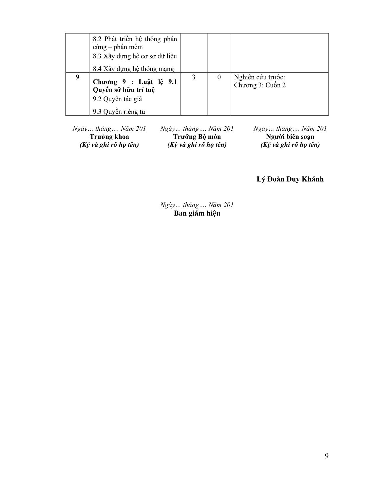 Đề cương chi tiết học phần Nhập môn Công nghệ thông tin (Introduction to Information Technology) trang 9