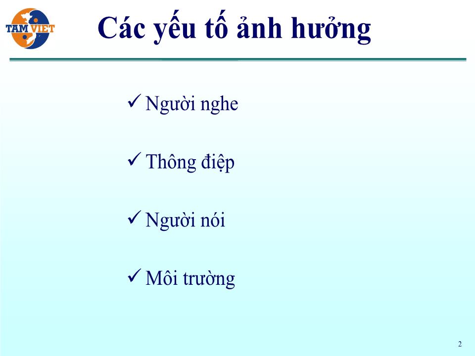 Bài giảng Các yếu tố ảnh hưởng đến lắng nghe trang 2