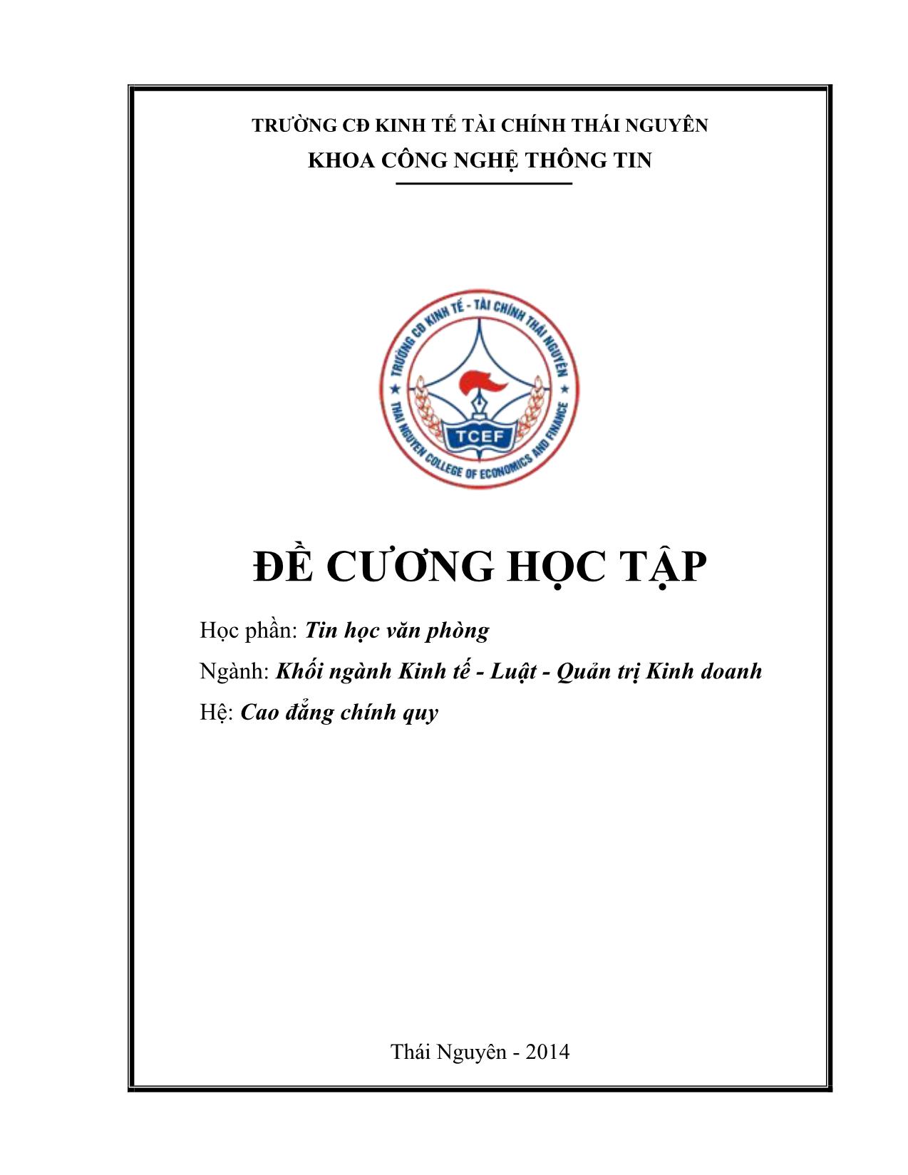 Đề cương học phần Tin học văn phòng trang 1