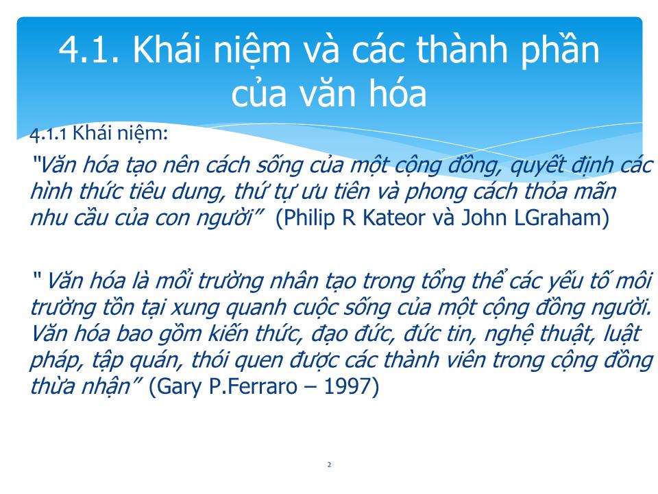 Bài giảng Giao tiếp trong kinh doanh - Chương 4: Văn hóa trong giao tiếp, đàm phán kinh doanh trang 2