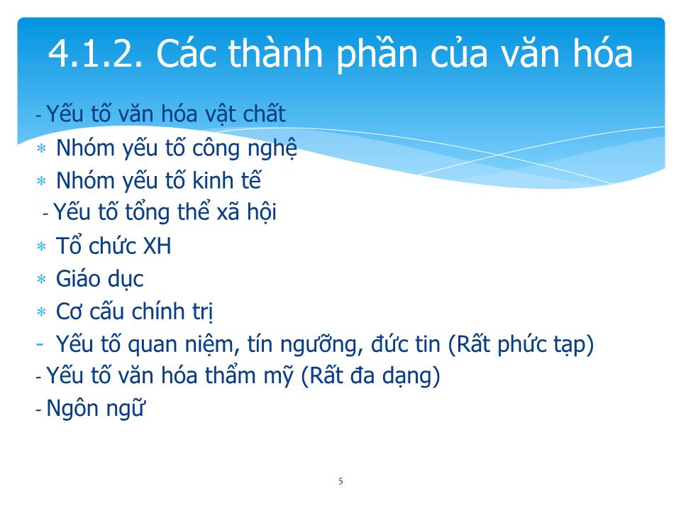 Bài giảng Giao tiếp trong kinh doanh - Chương 4: Văn hóa trong giao tiếp, đàm phán kinh doanh trang 5