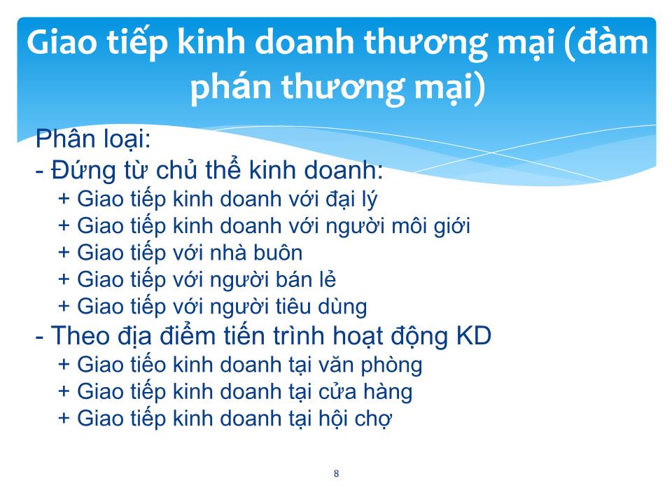 Bài giảng Giao tiếp trong kinh doanh - Chương 5: Hình thức, phong cách, sách lược và nghệ thuật trong giao tiếp, đàm phán kinh doanh trang 8