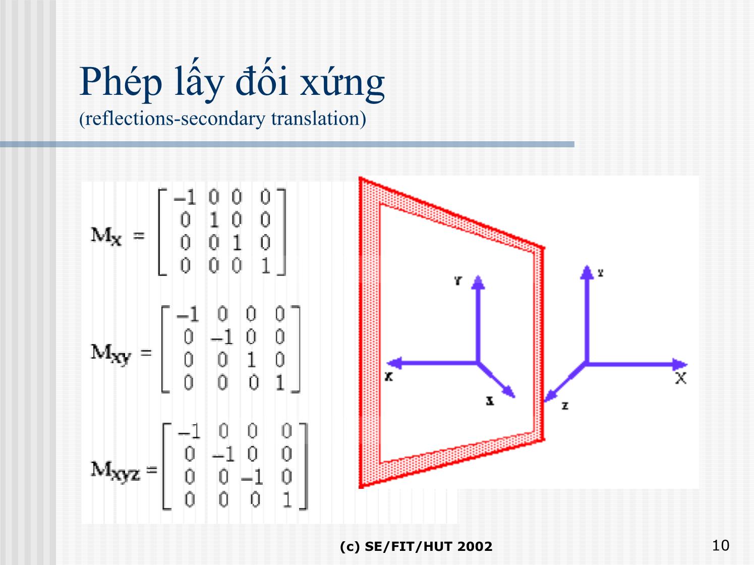 Bài giảng Đồ họa hiện thực ảo - Bài 4b: Phép biến đổi trong không gian - Lê Tấn Hưng trang 10