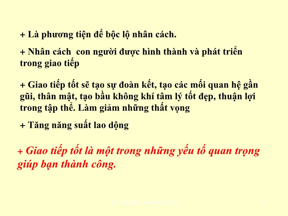 Bài giảng môn Giao tiếp trong kinh doanh - Chương 1: Khái niệm chung trang 8