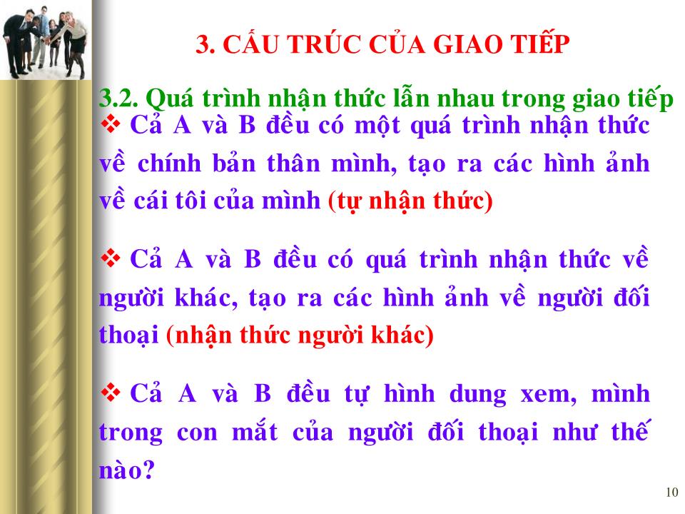 Bài giảng Giao tiếp trong kinh doanh - Chương 1: Khái quát chung về giao tiếp trang 10