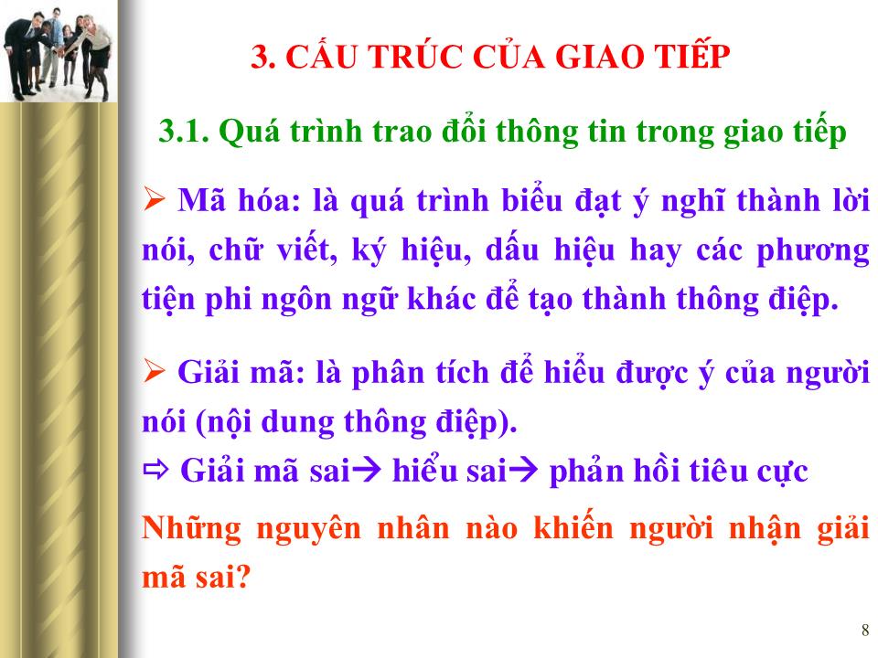 Bài giảng Giao tiếp trong kinh doanh - Chương 1: Khái quát chung về giao tiếp trang 8