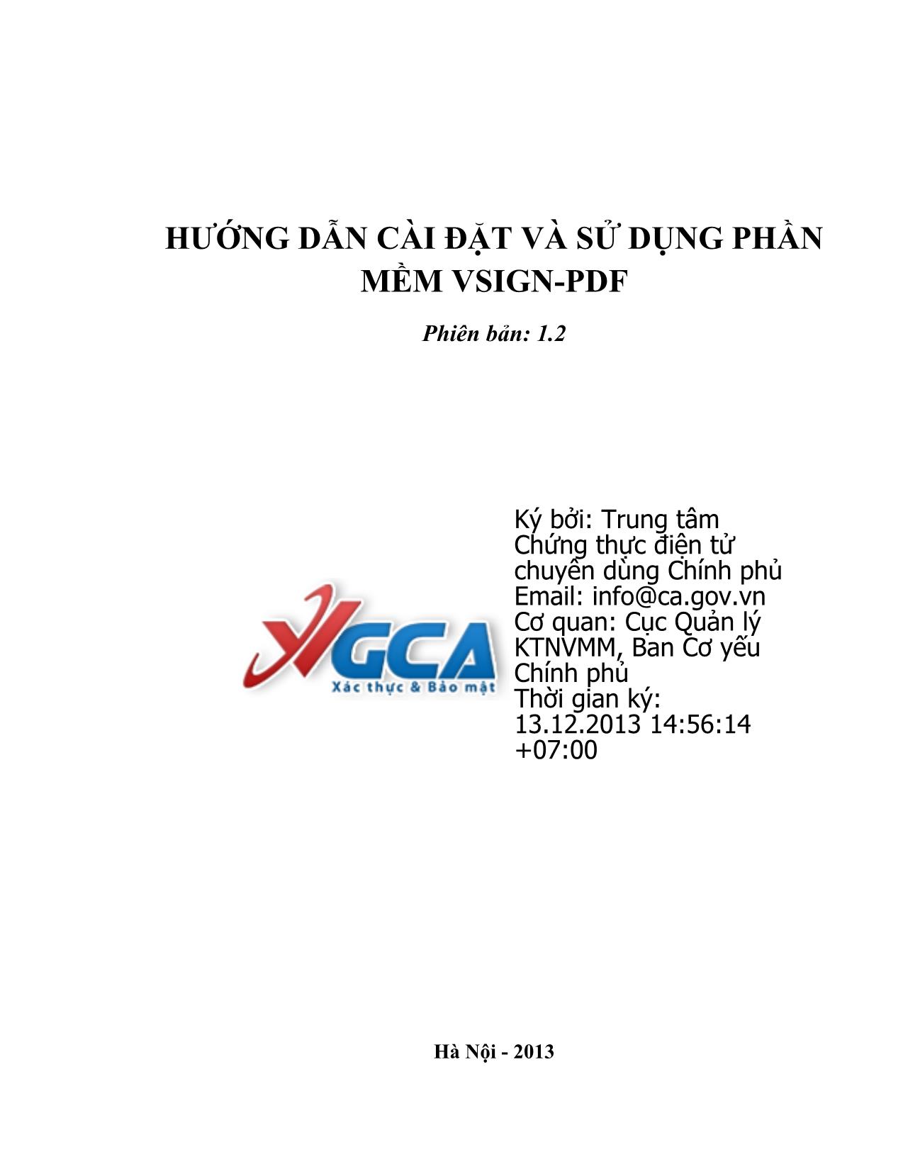 Tài liệu Hướng dẫn cài đặt và sử dụng phần mềm vSign-PDF trang 1