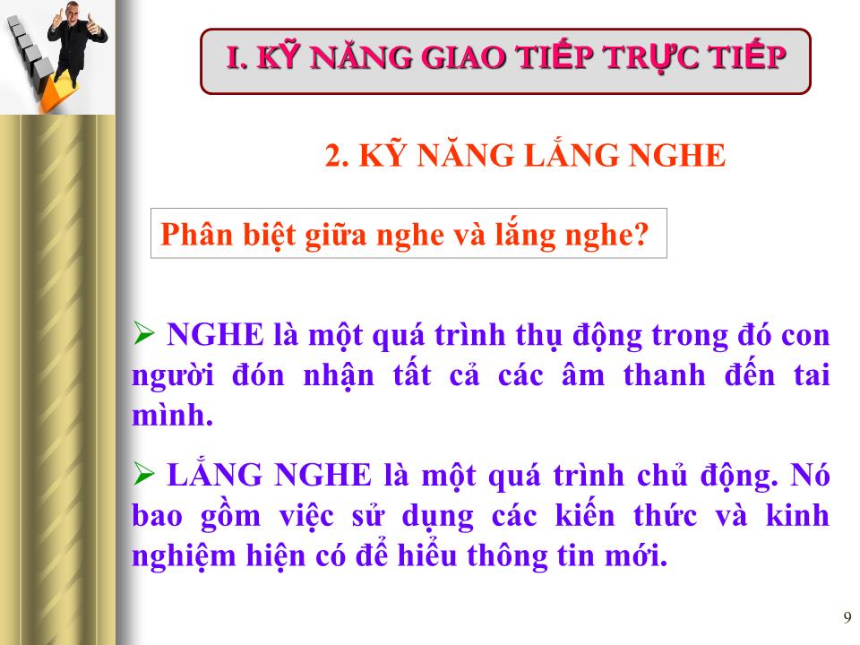 Bài giảng Giao tiếp trong kinh doanh - Những kỹ năng giao tiếp cụ thể trang 9