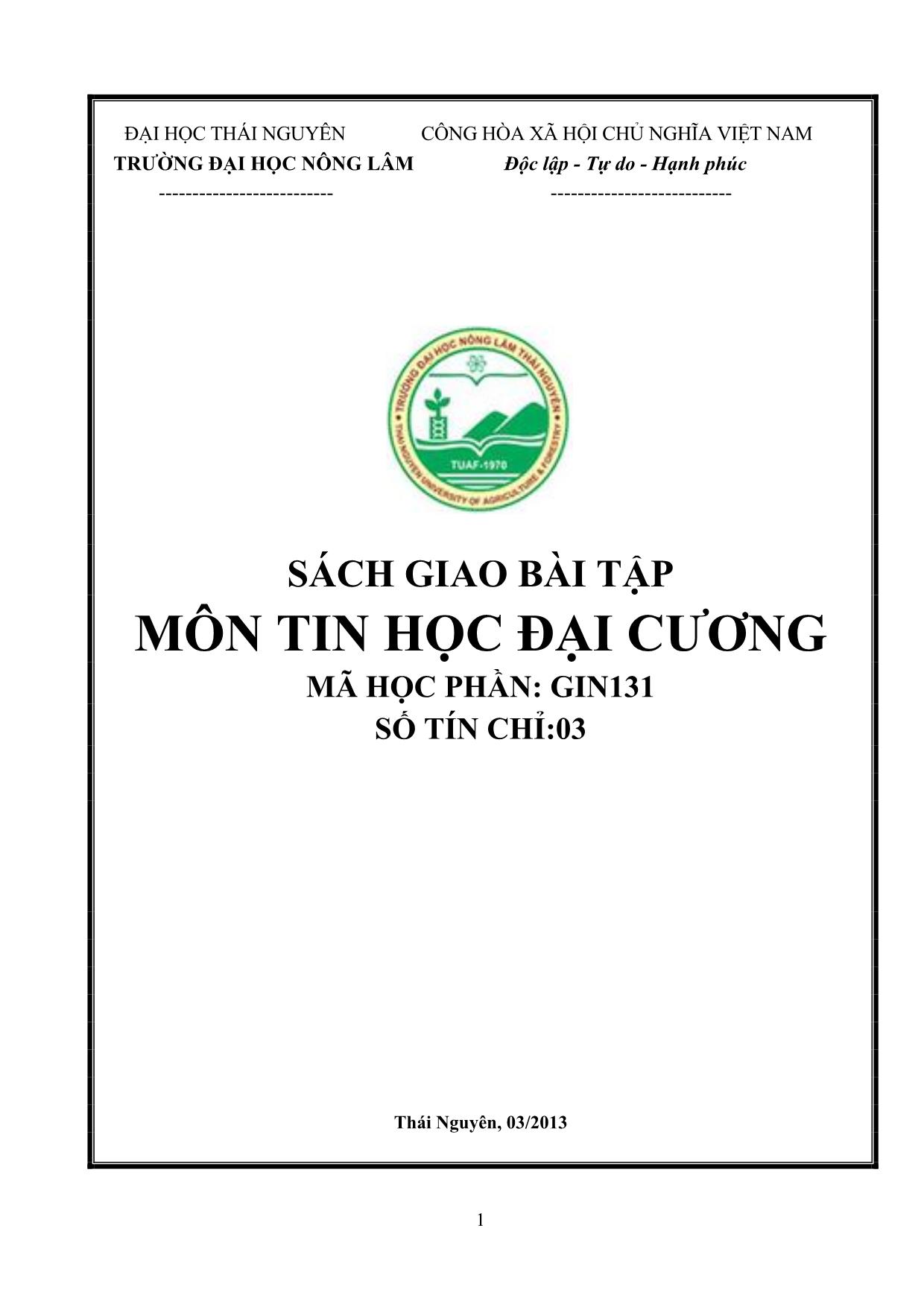 Sách giao bài tập môn Tin học đại cương (Bản đẹp) trang 1