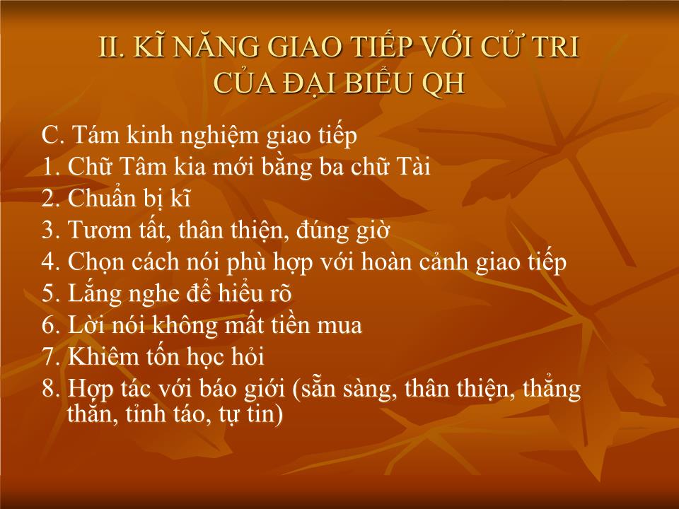 Kĩ năng giao tiếp của đại biểu trong tiếp xúc cử tri trang 10