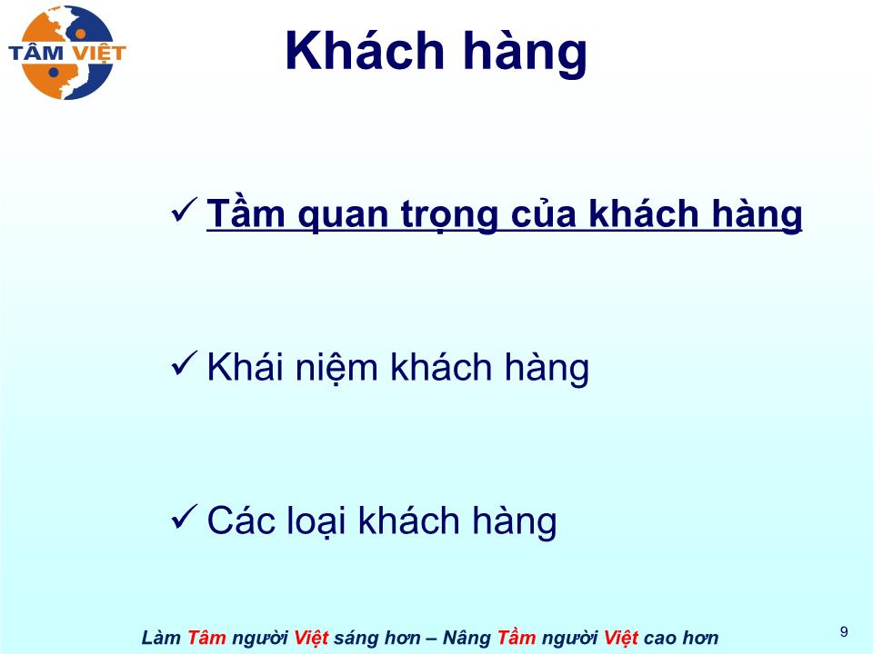 Bài giảng Kỹ năng chăm sóc khách hàng trang 9