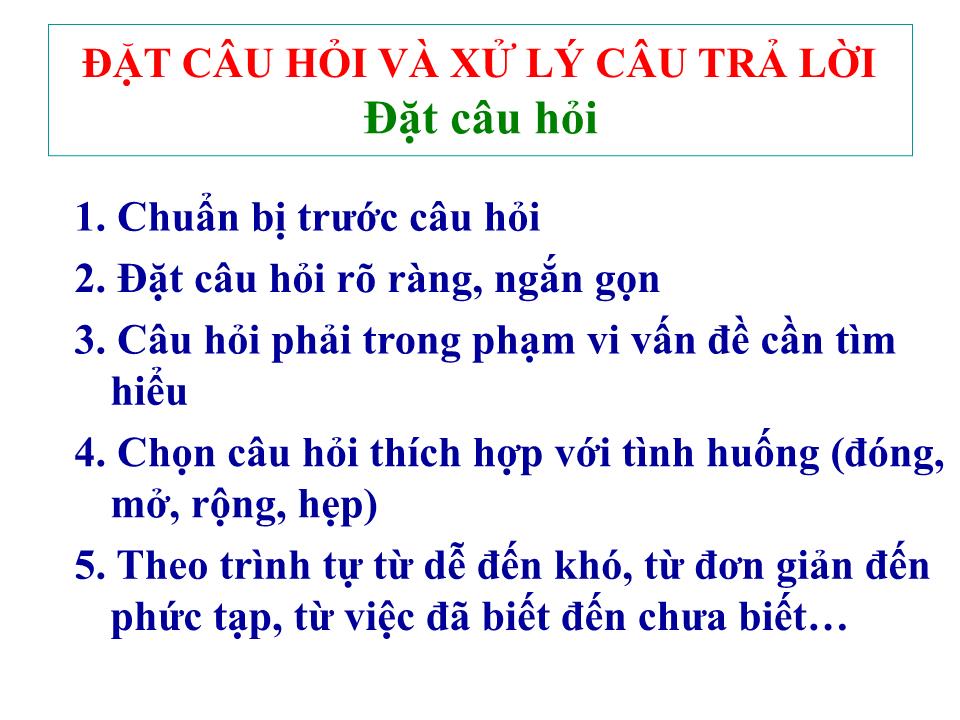 Bài giảng Kỹ năng đặt câu hỏi trang 5