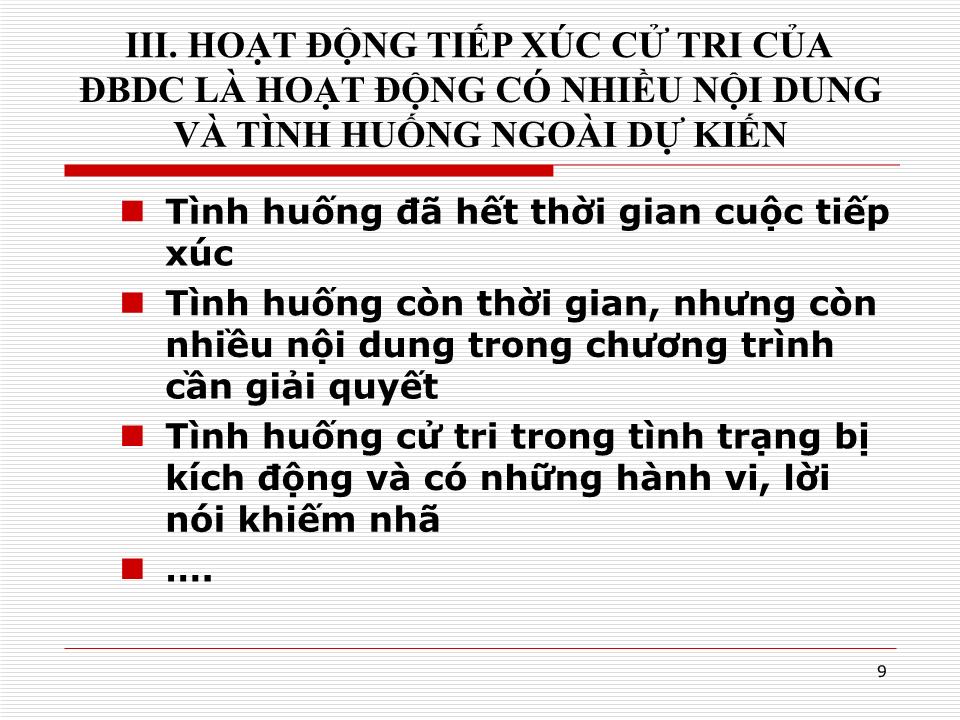 Bài giảng Kỹ năng đối thoại và lắng nghe của đại biểu dân cư khi tiếp xúc cử tri trang 9