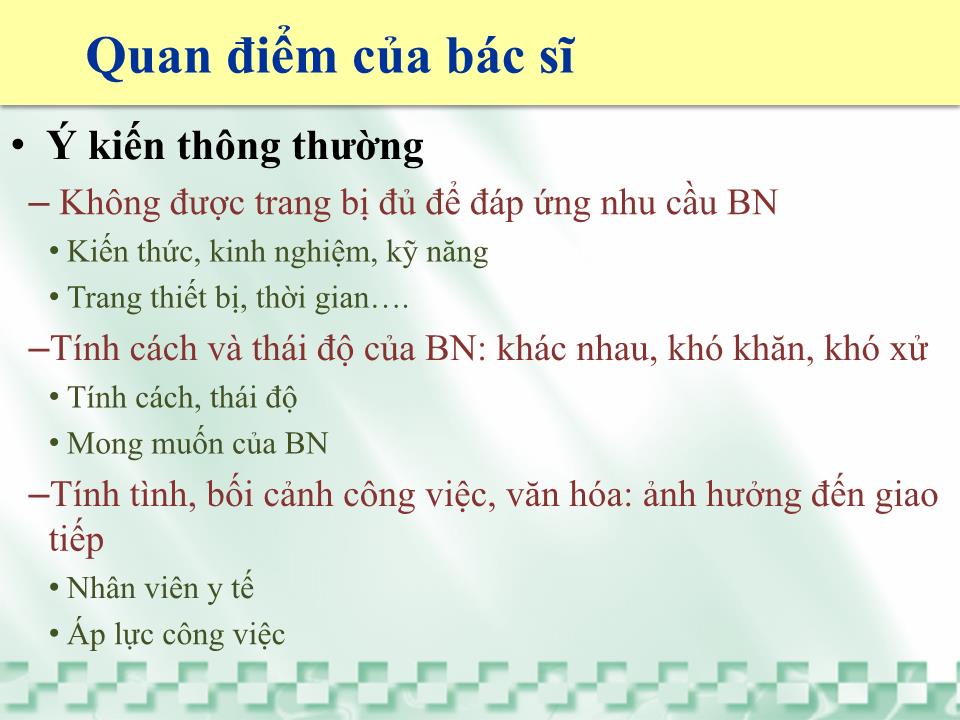 Bài giảng Kỹ năng giao tiếp nâng cao hiệu quả - Chất lượng khám bệnh ngoại trú trang 6