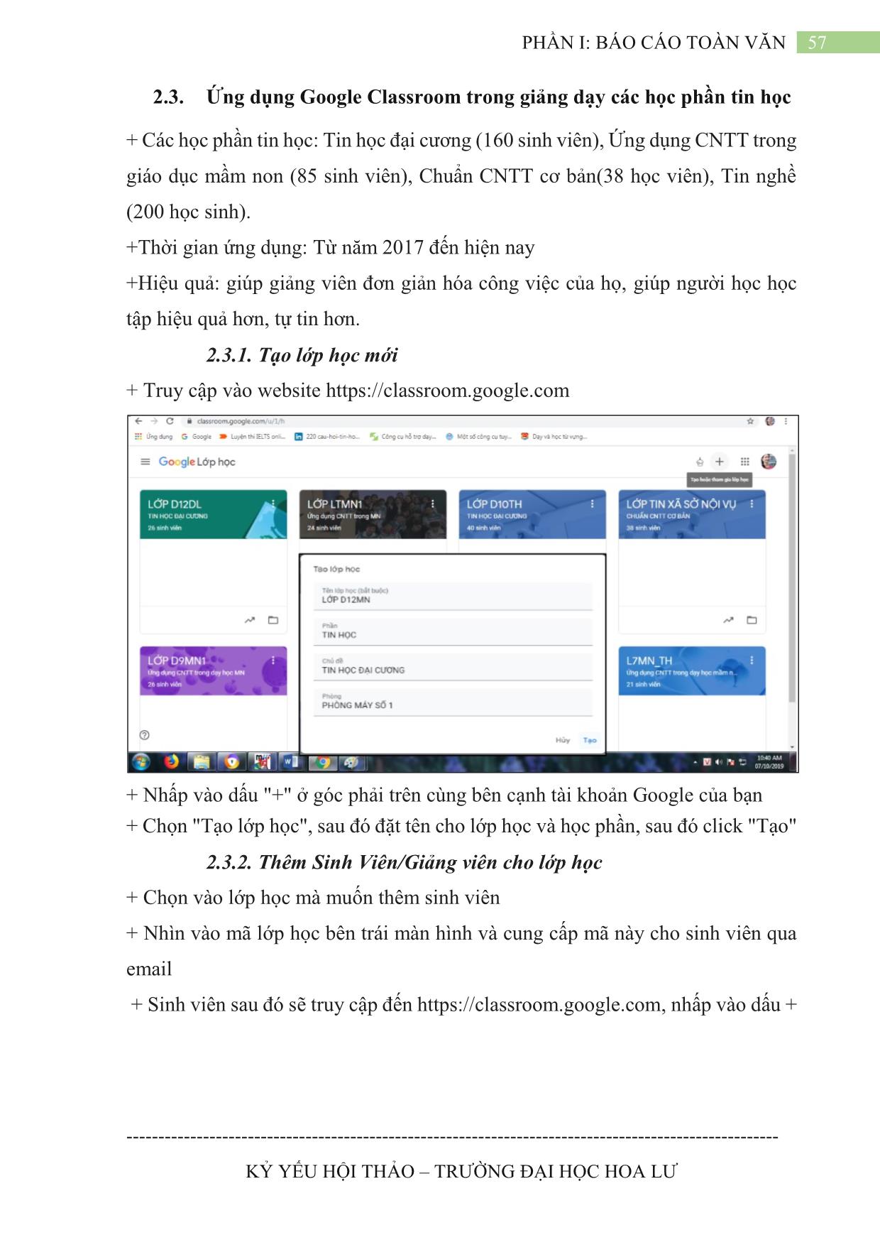 Ứng dụng Google Classroom trong giảng dạy các học phần tin học tại trường Đại học Hoa Lư trang 4