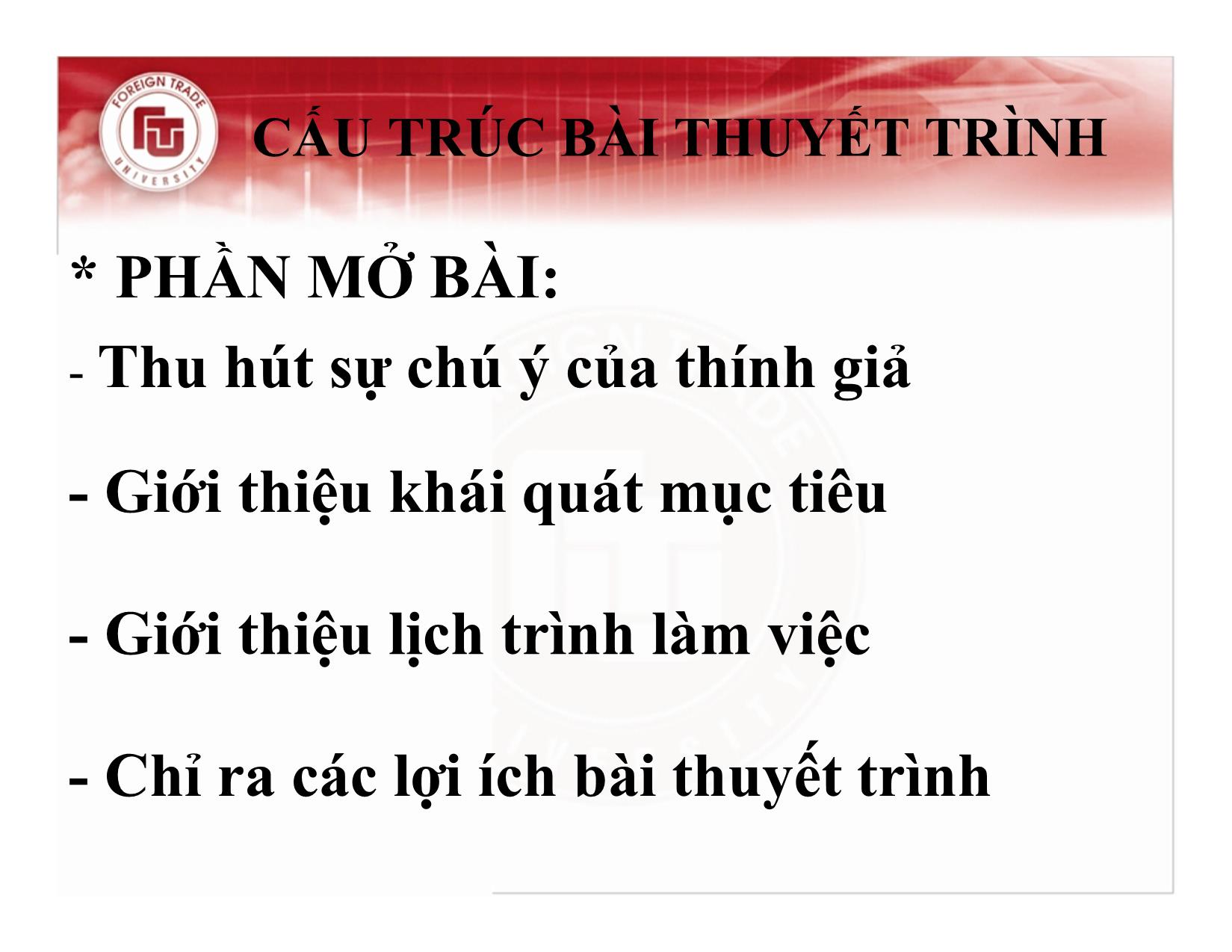 Bài giảng Kỹ năng giao tiếp, thuyết trình - Chương 3: Kỹ năng thuyết trình hiệu quả - Nguyễn Thu Trang trang 6