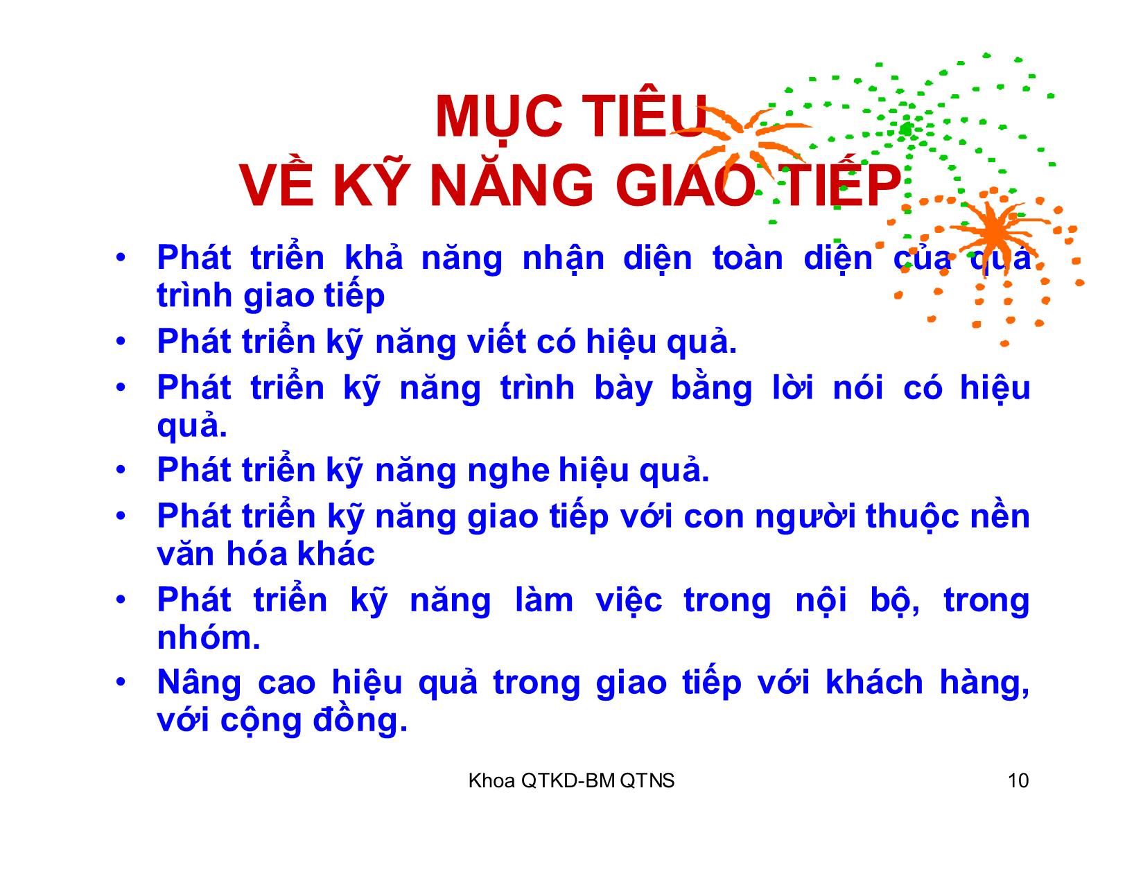 Bài giảng Kỹ năng giao tiếp trong kinh doanh - Chương 1: Khái quát chung về giao tiếp trong kinh doanh trang 10