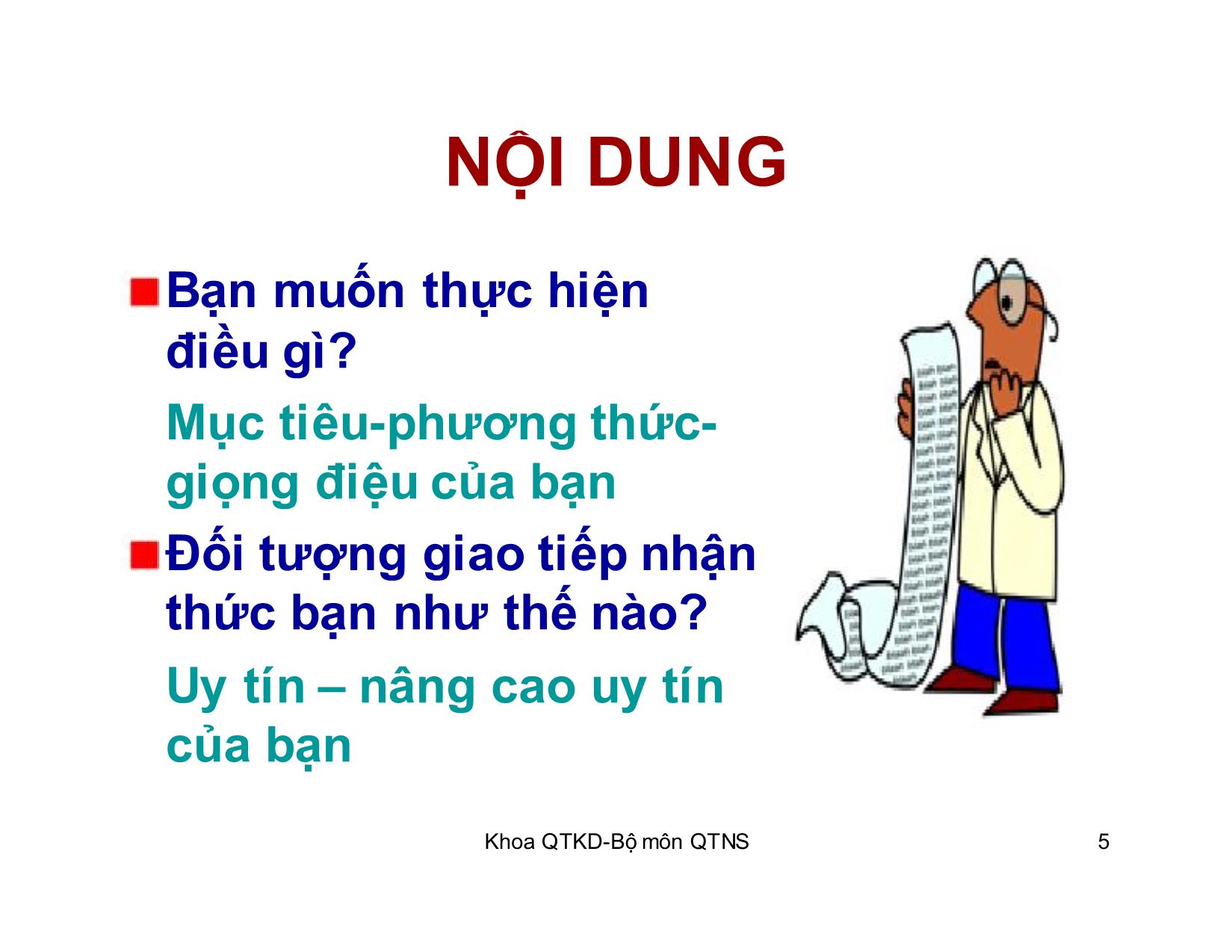 Bài giảng Kỹ năng giao tiếp trong kinh doanh - Chương 3: Người giao tiếp mục tiêu, uy tín trang 5