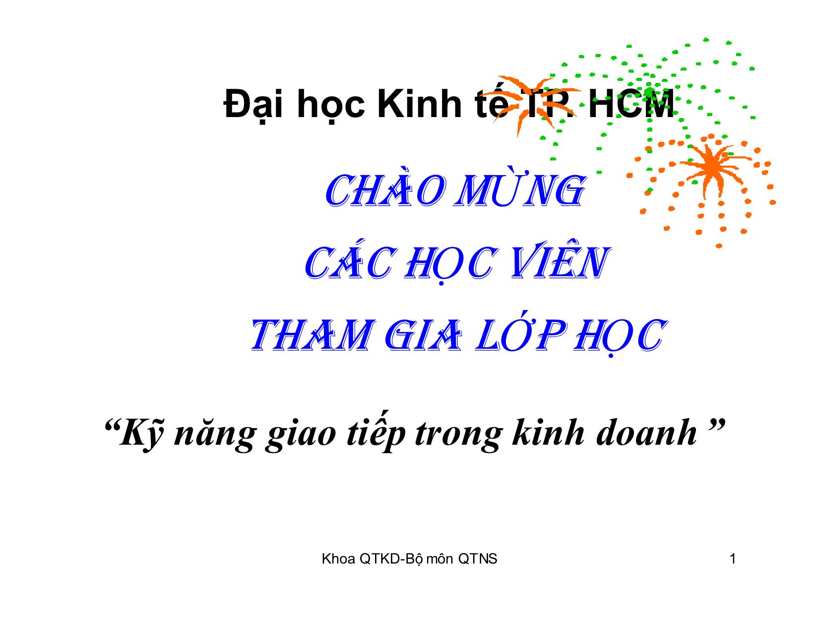 Bài giảng Kỹ năng giao tiếp trong kinh doanh - Chương 6: Phản hồi trang 1