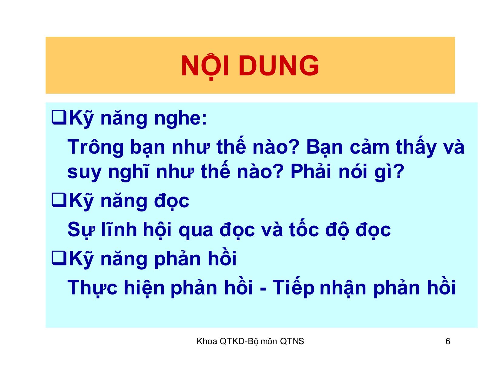 Bài giảng Kỹ năng giao tiếp trong kinh doanh - Chương 6: Phản hồi trang 6