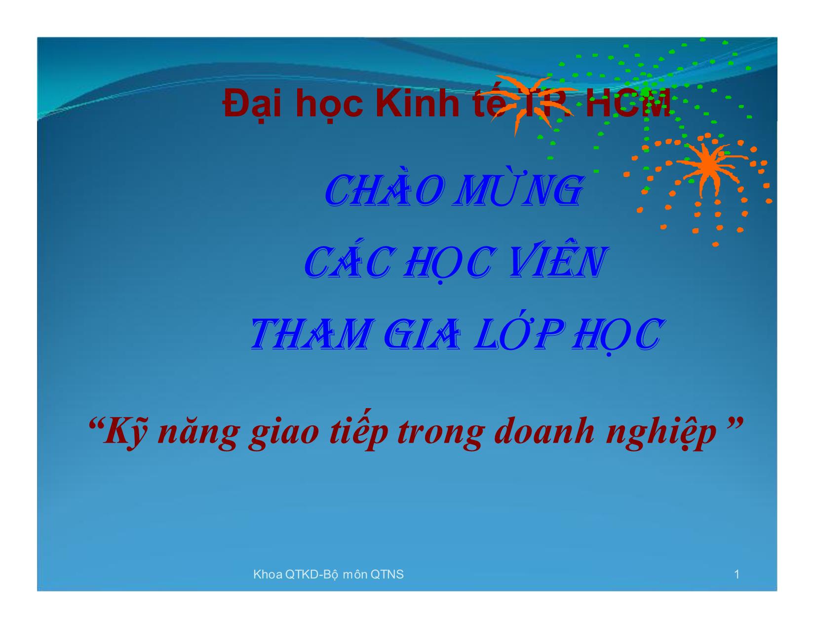 Bài giảng Kỹ năng giao tiếp trong kinh doanh - Chương 8: Kỹ năng viết trang 1