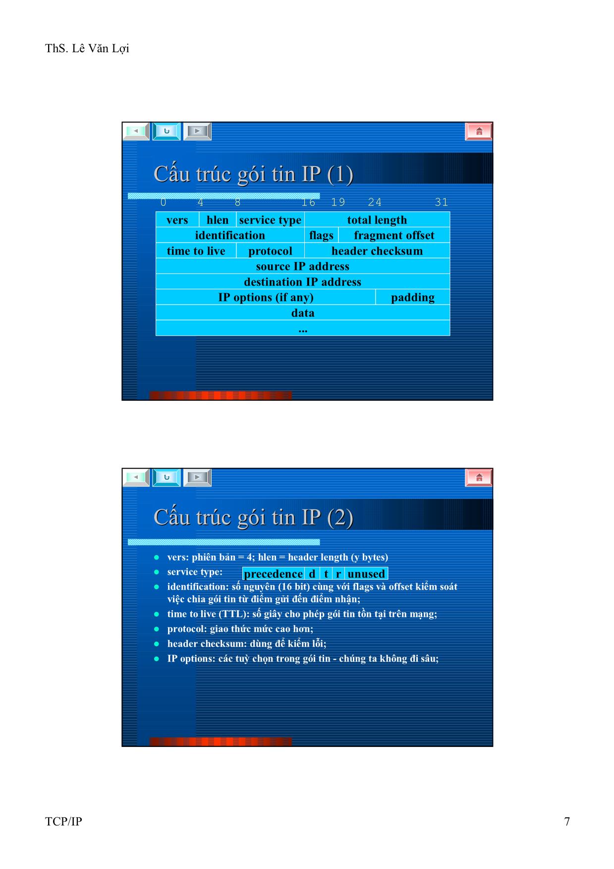 Bài giảng Mạng máy tính và Internet - Chương: Giới thiệu bộ giao thức TCP/IP - Lê Văn Lợi trang 7