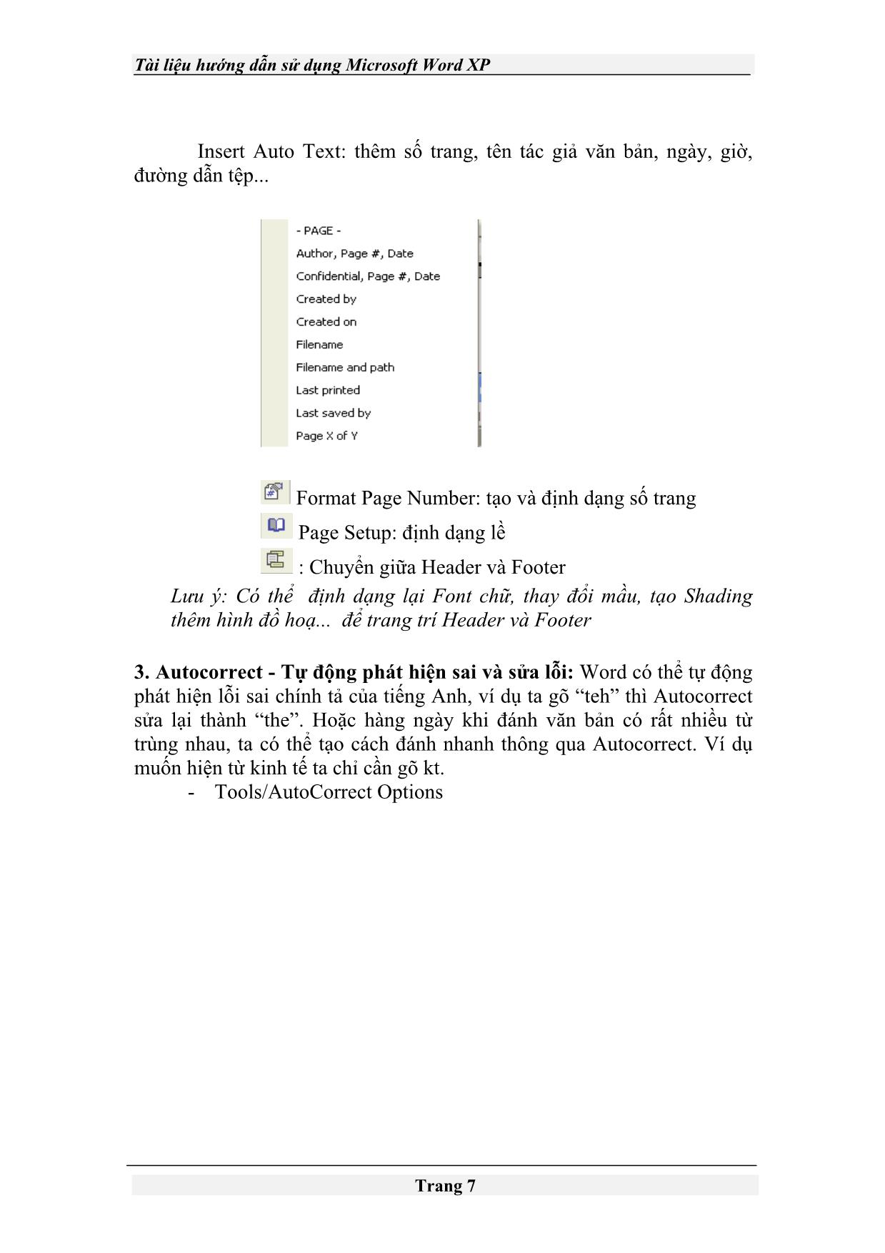 Tài liệu Hướng dẫn sử dụng Microsoft Word XP trang 7