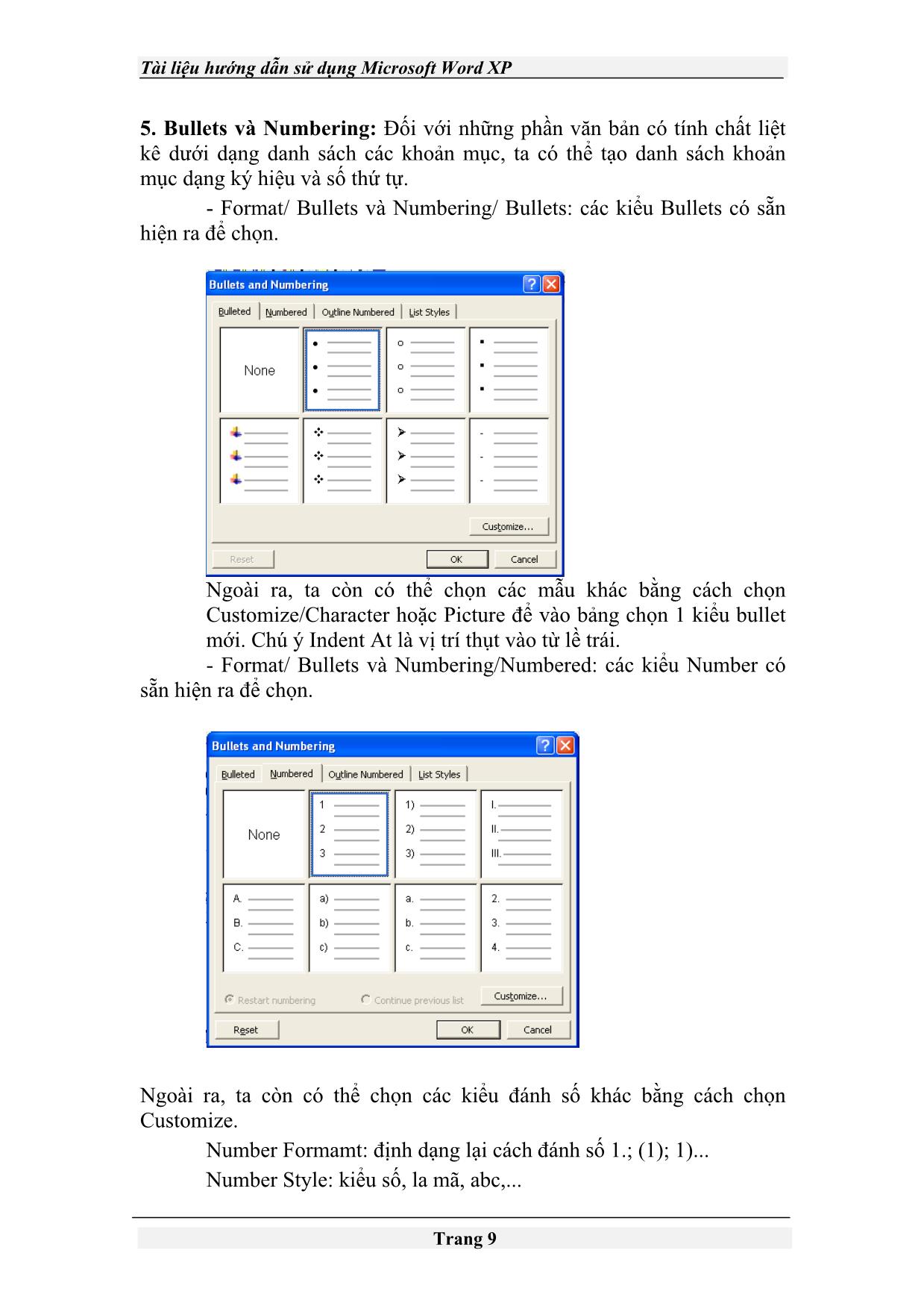 Tài liệu Hướng dẫn sử dụng Microsoft Word XP trang 9