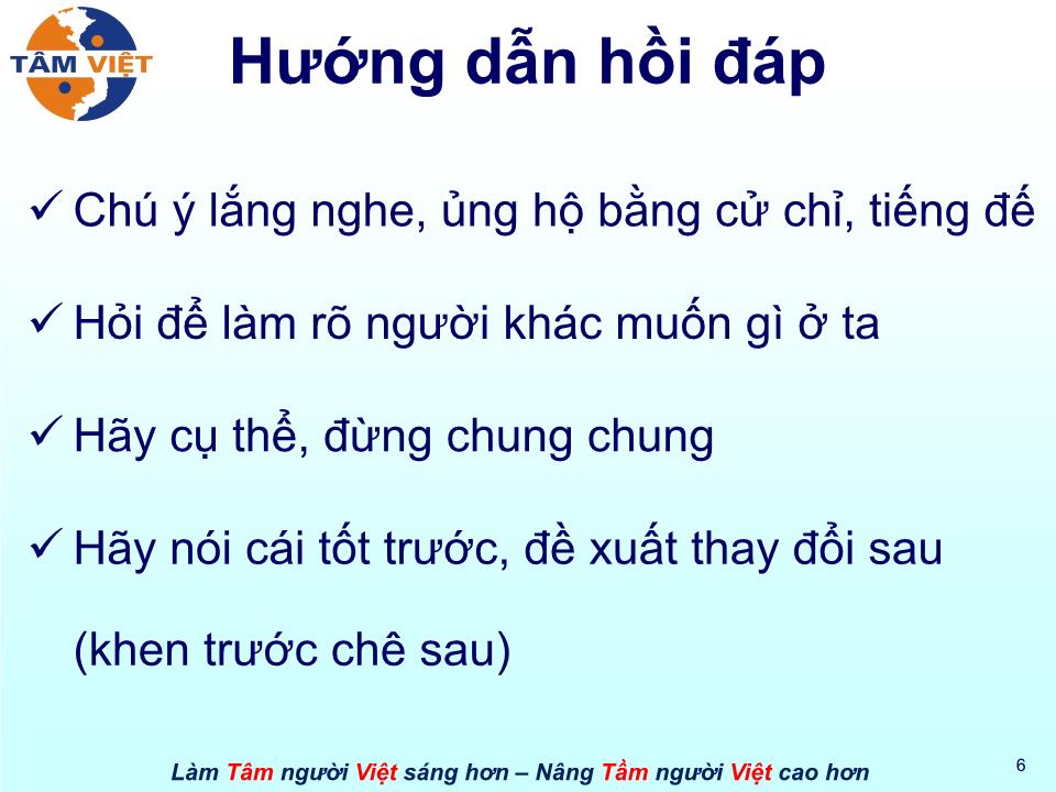 Bài giảng Kỹ năng hồi đáp trang 6