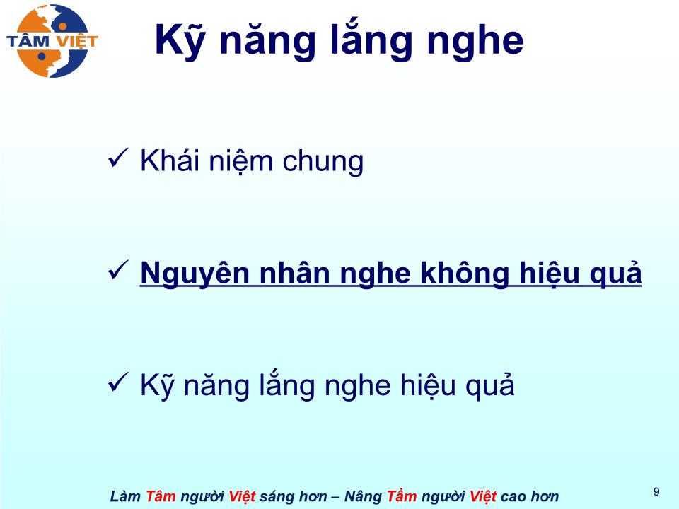 Bài giảng Kỹ năng lắng nghe trang 9