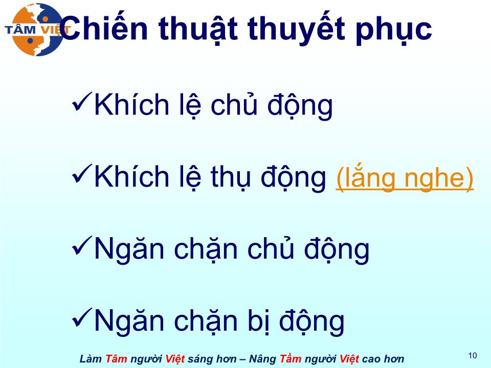 Bài giảng Kỹ năng thuyết phục trang 10