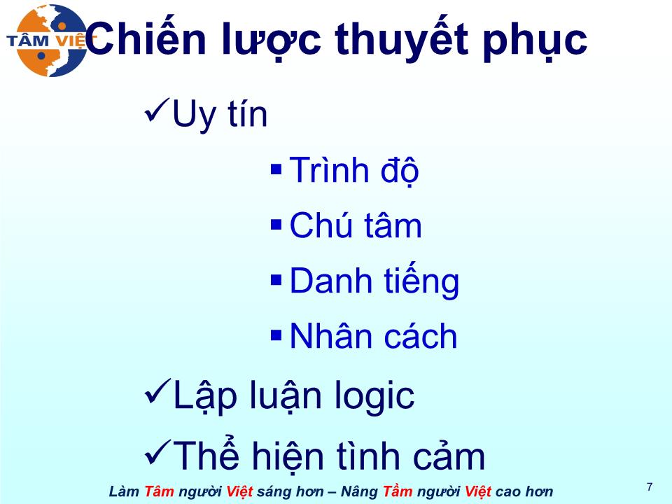 Bài giảng Kỹ năng thuyết phục trang 7